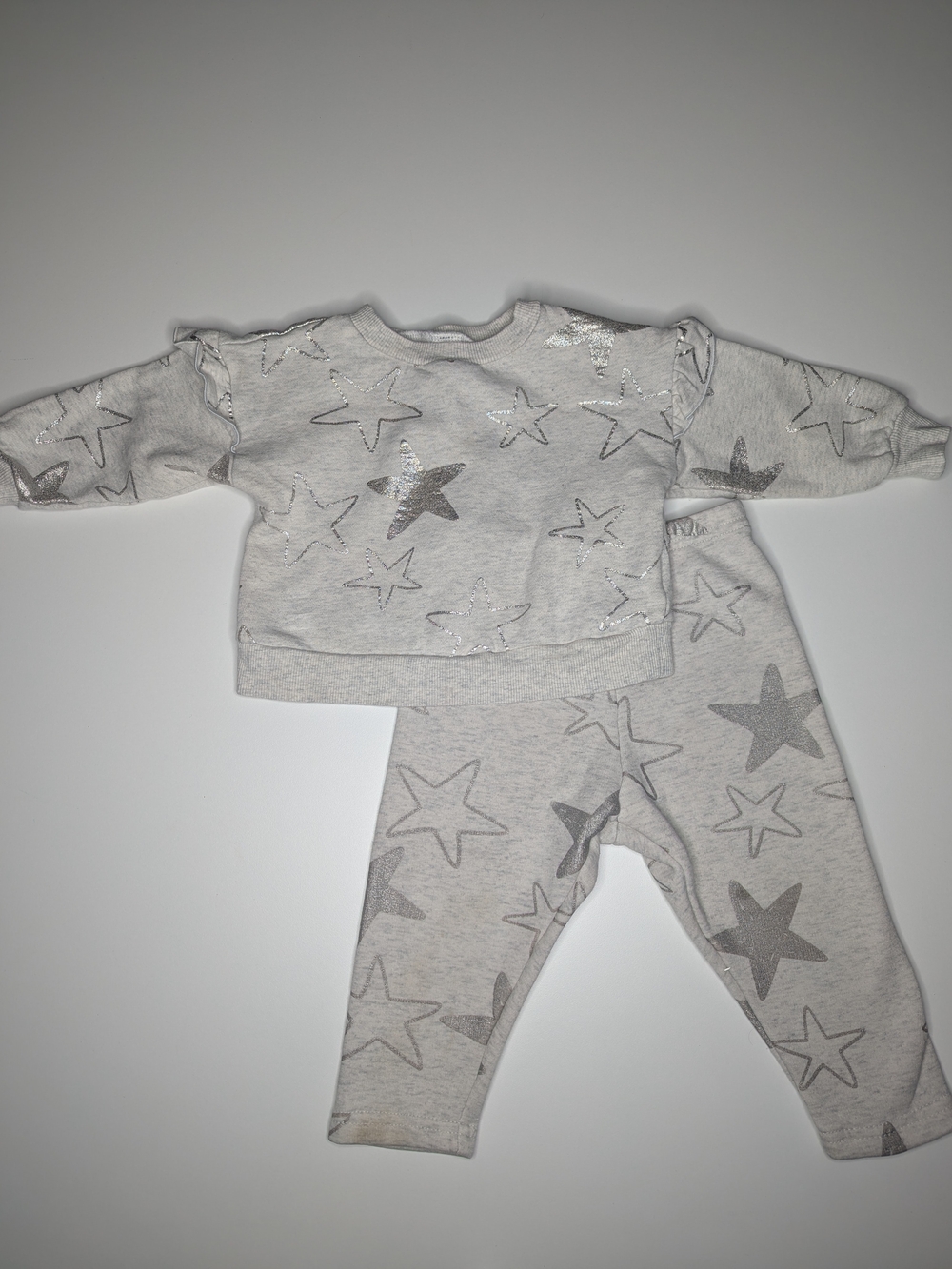 Carter's Heather Gray Track Suit Set with Silver Stars